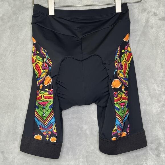 Beroy Cycling Shorts Womens Medium Black Multicolor Padded Chamois Pockets Bike - Picture 2 of 6